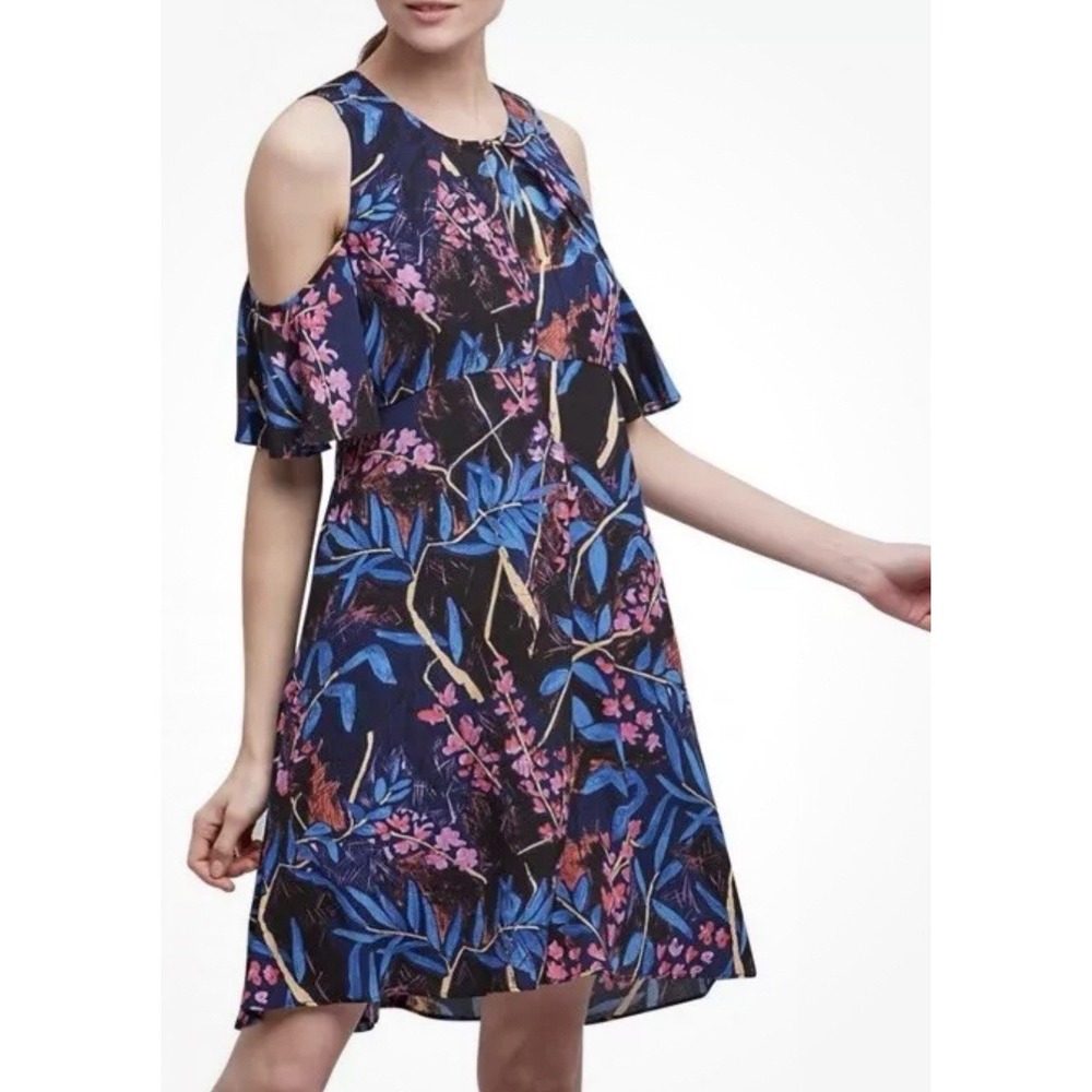 Anthropologie Maeve Women's Dress Elia Flutter Sleeve‎ Size 6 Colorful Floral
